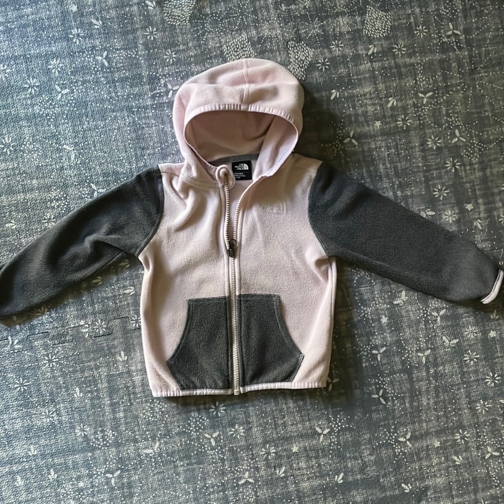 North Face pink and grey fleece zip jacket